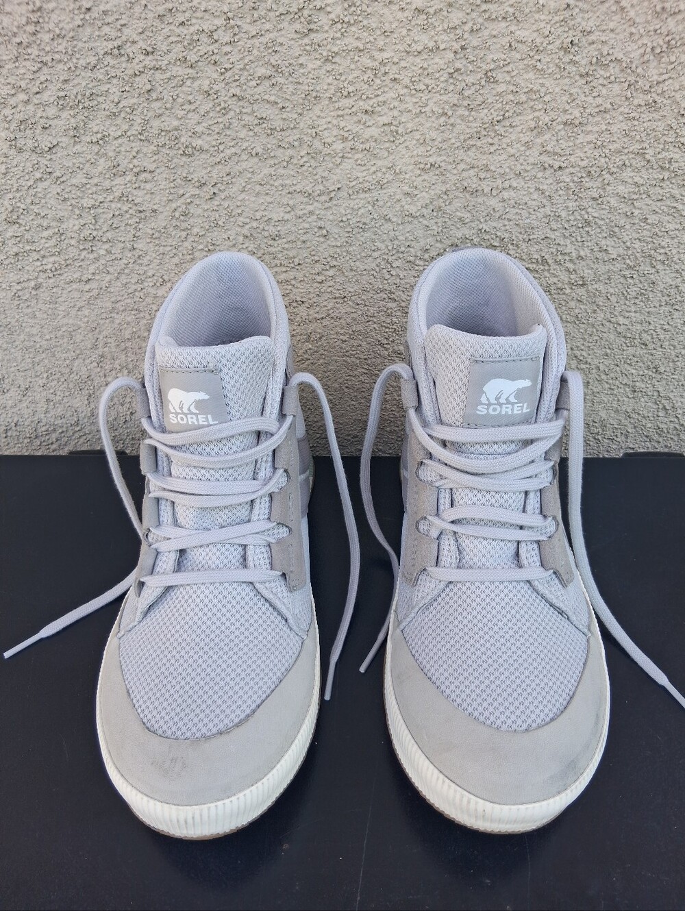 Sorel Women's Light Gray High-Top Mesh Sneakers